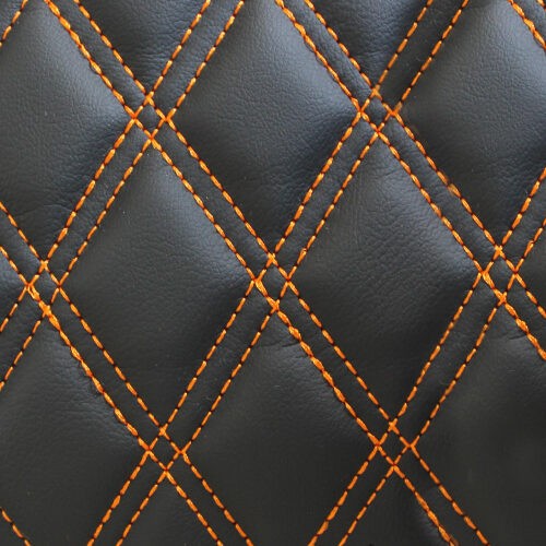 Orange Double Stitch Faux Leather Material