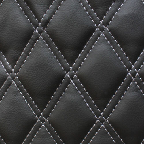 Grey Double Stitch Faux Leather Material