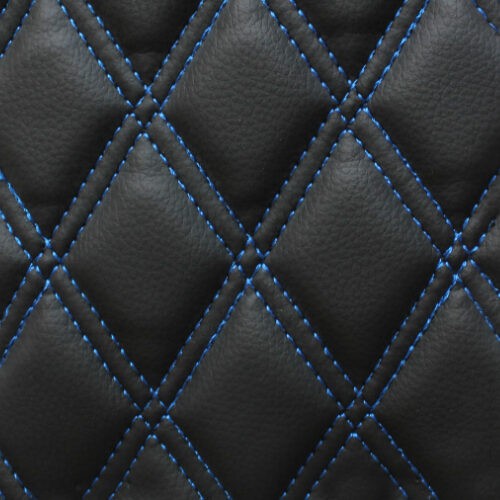 Blue Double Stitch Faux Leather Material