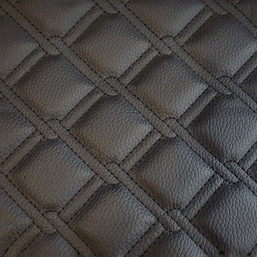 Black Chain Stitch Faux Leather Material