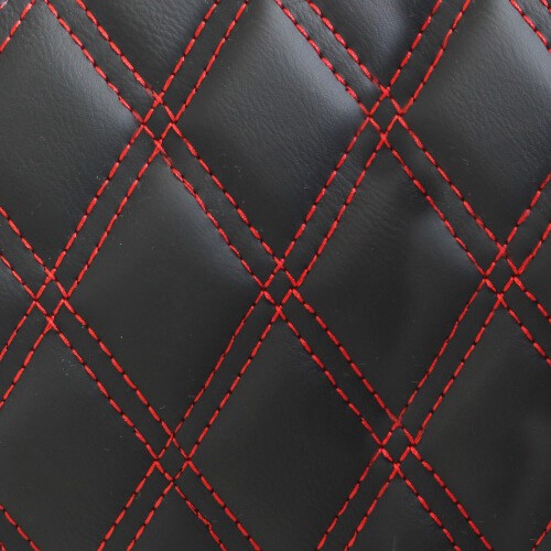 Faux Leather Red Double Stitch Material